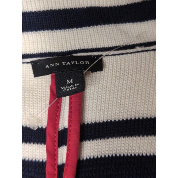 Ann Taylor M blue striped cozy preppy blazer jacket - Picture 5 of 7